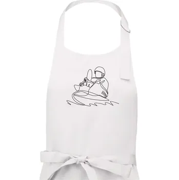Kuchyňská zástěra Kajak na vodě jedním tahem - Dámská zástěra na vaření - Univerzální velikost ( Bílá )