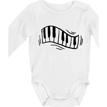 Kojenecký body Klávesy kreslené - Body kojenecké s dlouhým rukávem - Dlouhý r. do 3 měs ( Bílá )