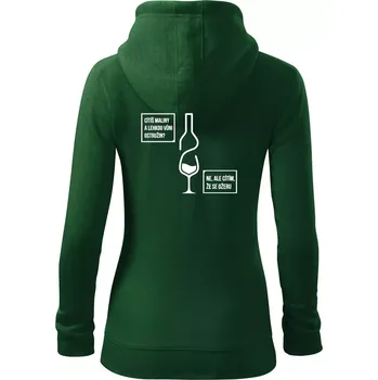 Dámská mikina Cítím, že se ožeru - Dámská mikina trendy zipper s kapucí - S ( Lahvově zelená )