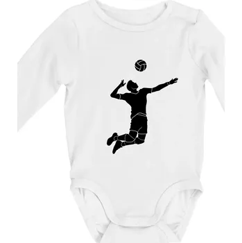 Volejbal nápřah muž - Body kojenecké s dlouhým rukávem - Dlouhý r. 3-6 měs ( Bílá )