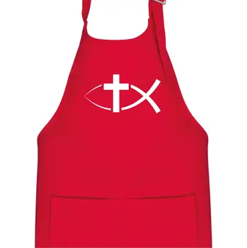Kuchyňská zástěra Ježíšova ryba - Dětská zástěra na vaření - Univerzální velikost ( Červená )