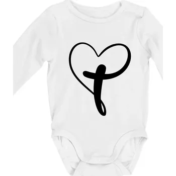 Kojenecký body Jesus srdce - Body kojenecké s dlouhým rukávem - Dlouhý r. do 3 měs ( Bílá )