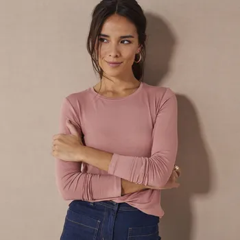 Dámské tričko Blancheporte Strečové tričko s kulatým výstřihem růžová 56