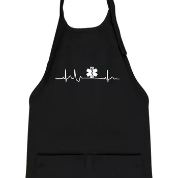 Kuchyňská zástěra EKG rescue - Dětská zástěra na vaření - Univerzální velikost ( Černá )