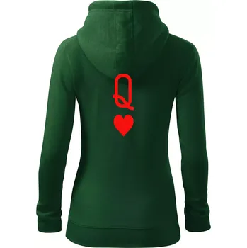Dámská mikina Poker Q love - Dámská mikina trendy zipper s kapucí - XS ( Lahvově zelená )