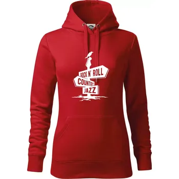 Dámská mikina Kytara rozcestník - Mikina dámská Cape s kapucí - L ( Červená )