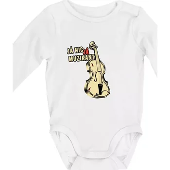 Já nic, já muzikant - Body kojenecké s dlouhým rukávem - Dlouhý r. do 3 měs ( Bílá )