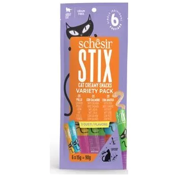 Krmivo pro kočku Schesir Cat pochoutka Stix Liquid Snack Variety 6x15g