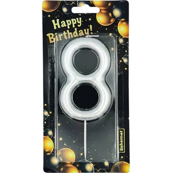 Dortová svíčka NAROZENINOVÁ ČÍSLICE ČÍSLO "8" SCHEMAT NA DORT OZDOBA