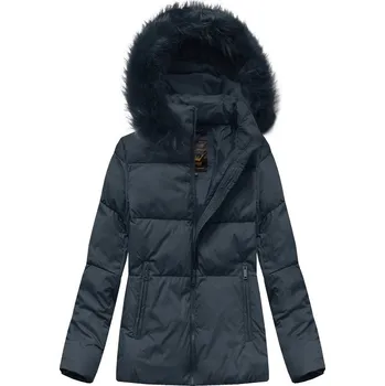 Dámská bunda Tmavě modrá krátká dámská zimní prošívaná bunda (7694) odstíny modré M (38)