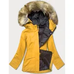 Žlutá dámská zimní zimní bunda s kapucí (j9-066) odstíny žluté L (40)