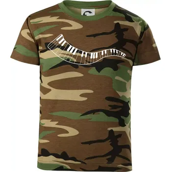 Klávesy vlna - Dětské maskáčové triko - 122 cm/6 let ( Hnědý maskáč )