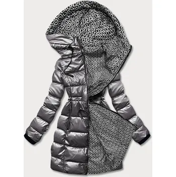 Šedá oboustranná dámská metalická bunda (R8070) odstíny šedé XXL (44)