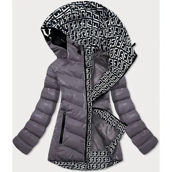 Šedá lesklá dámská bunda s ozdobnou podšívkou (xw810x) odstíny šedé XL (42)