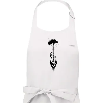 Kuchyňská zástěra Kytara strom a lebka - Pánská zástěra na vaření - Univerzální velikost ( Bílá )
