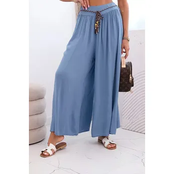 Dámské kalhoty Dámské kalhoty z viskózy se širokými nohavicemi džínovina UNI
