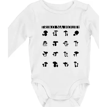 Kojenecký body Triko na houby - Body kojenecké s dlouhým rukávem - Dlouhý r. do 3 měs ( Bílá )