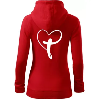 Dámská mikina Jesus srdce - Dámská mikina trendy zipper s kapucí - XS ( Červená )