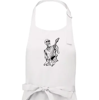 Kuchyňská zástěra Kytara kostra - Pánská zástěra na vaření - Univerzální velikost ( Bílá )