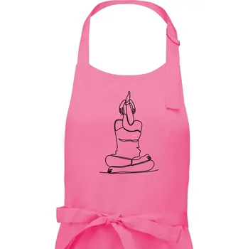 Kuchyňská zástěra Jóga v sedu jedním tahem - Dámská zástěra na vaření - Univerzální velikost ( Růžová )