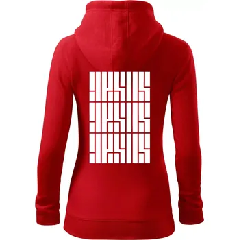 Dámská mikina Jesus nápis - Dámská mikina trendy zipper s kapucí - M ( Červená )