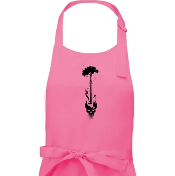 Kuchyňská zástěra Kytara strom a lebka - Dámská zástěra na vaření - Univerzální velikost ( Růžová )