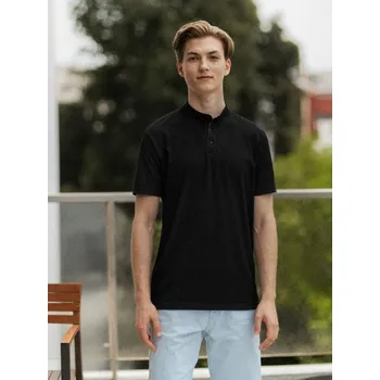 Pánské tričko Sinsay - Henley tričko - černá - 556EY-99X - 556EY-99X-M-1