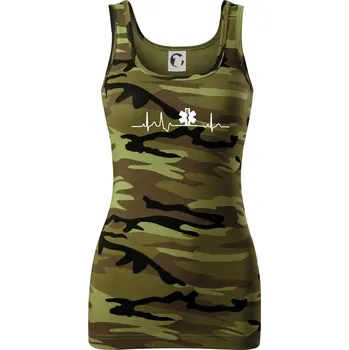 Dámské tričko EKG rescue - Dámské Maskáčové tílko - S ( Zelený maskáč )