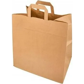Nákupní taška HNĚDÁ PAPÍROVÁ TAŠKA S PLOCHÝM UCHEM 320x170x420 250ks pro gastronomii