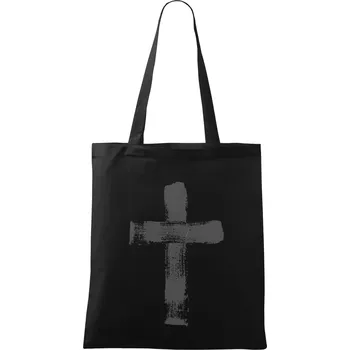 Nákupní taška Jesus kříž štětcem - Taška bavlněná - 42 x 38 cm ( Černá )