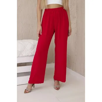 Dámské kalhoty Kalhoty se širokými nohavicemi červený UNI