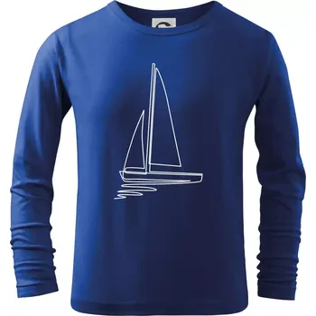 Chlapecké tričko Plachetnice jedním tahem - Triko dětské Long Sleeve - 122 cm/6 let ( Královská modrá )