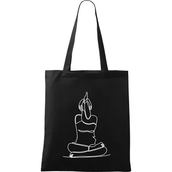 Nákupní taška Jóga v sedu jedním tahem - Taška bavlněná - 42 x 38 cm ( Černá )