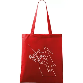 Nákupní taška Lezec na skále jedním tahem - Taška bavlněná - 42 x 38 cm ( Červená )