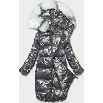 Grafitově-šedá oboustranná metalická zimní bunda (p21-7901-27+61) odstíny šedé S (36)