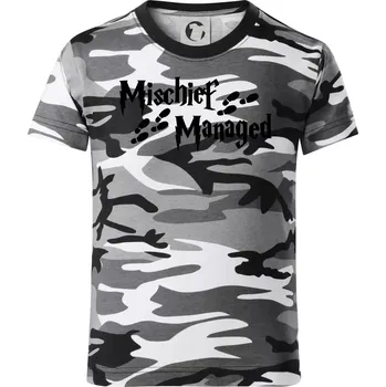 Chlapecké tričko Harry - Mischief Managed - Dětské maskáčové triko - 104-110cm / 3-4 roky ( Šedý maskáč )