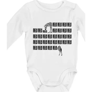 Zebra dlouhá - Body kojenecké s dlouhým rukávem - Dlouhý r. do 3 měs ( Bílá )