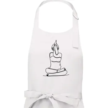 Kuchyňská zástěra Jóga v sedu jedním tahem - Pánská zástěra na vaření - Univerzální velikost ( Bílá )