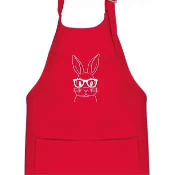 Kuchyňská zástěra Králík s brýlemi - Dětská zástěra na vaření - Univerzální velikost ( Červená )