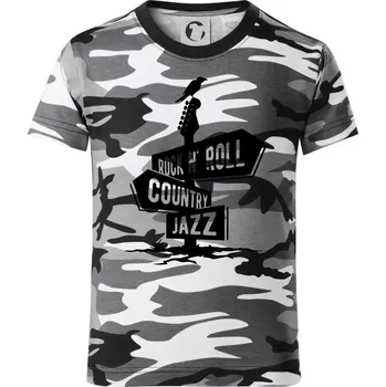 Chlapecké oblečení Kytara rozcestník - Dětské maskáčové triko - 104-110cm / 3-4 roky ( Šedý maskáč )