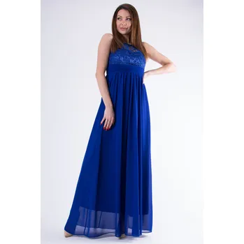 Dámské šaty Dlouhé večerní šaty s krajkou 58001-4 Barva: Modrá, Velikost: S