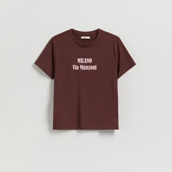 Dámské tričko Reserved - Tričko s potiskem - tmavě hnědá - 863HD-89P - 863HD-89P-XL