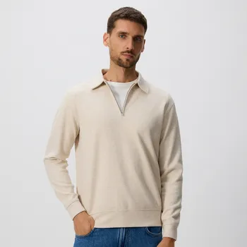 Pánská mikina Reserved - Mikina s límcem - krémová - 517EF-01X - 517EF-01X-XL