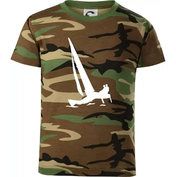 Katamarán 2 osoby - Dětské maskáčové triko - 104-110cm / 3-4 roky ( Hnědý maskáč )