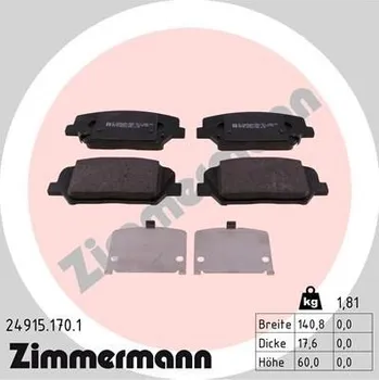 Brzdová destička Sada brzdových destiček, kotoučová brzda ZIMMERMANN ZIM24915.170.1
