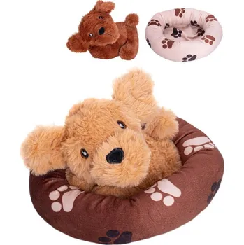 plyšák PLYŠ Pejsek ležící v pelíšku 2 barvy (plyšová hračka)