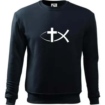 Chlapecké tričko Ježíšova ryba - Mikina Essential dětská - 158 cm/12 let ( Námořní modrá (téměř černá) )