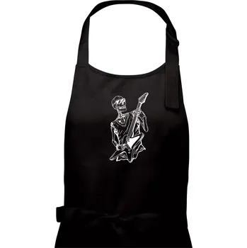 Kuchyňská zástěra Kytara kostra - Dámská zástěra na vaření - Univerzální velikost ( Černá )