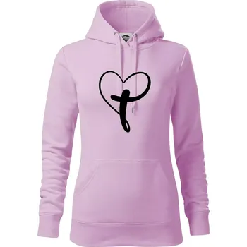 Dámská mikina Jesus srdce - Mikina dámská Cape s kapucí - XS ( Orchid )