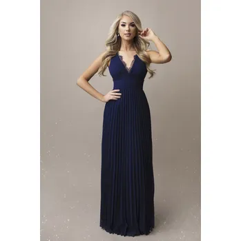 Dámské šaty Dlouhé tylové šaty 65004-1 Barva: Tmavě Modrá, Velikost: M